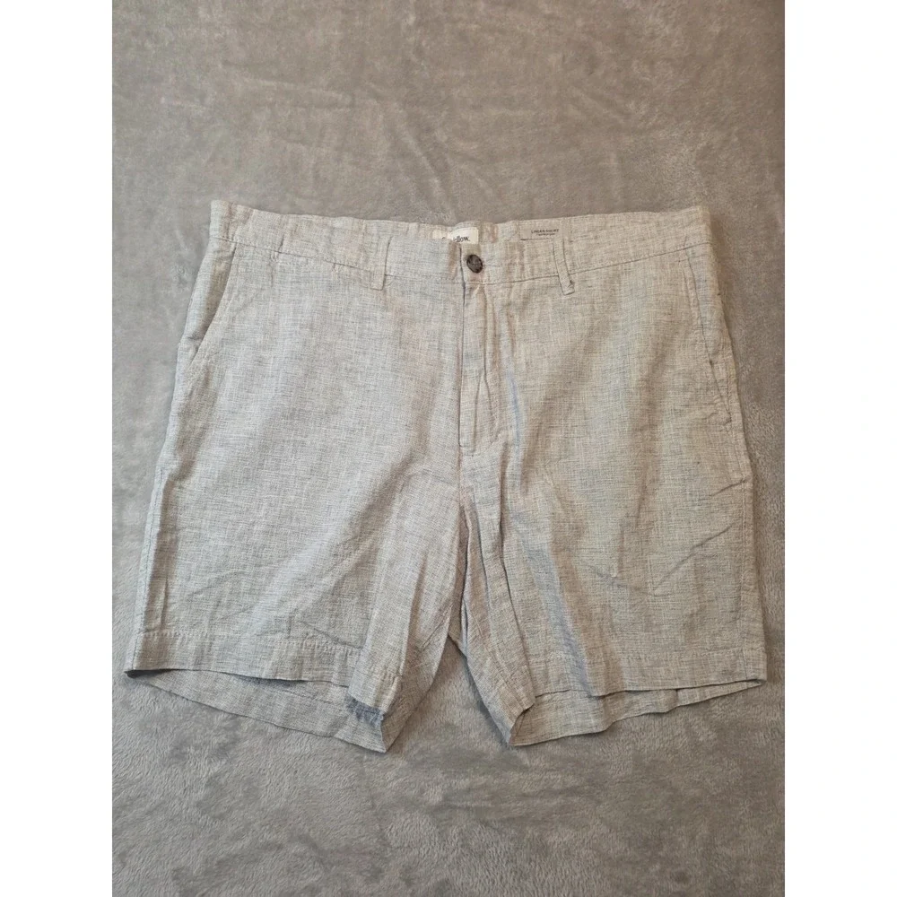 Goodfellow & Co Linden Shorts Mens 40 Beige Linen Blend Flat Front Casual Chino